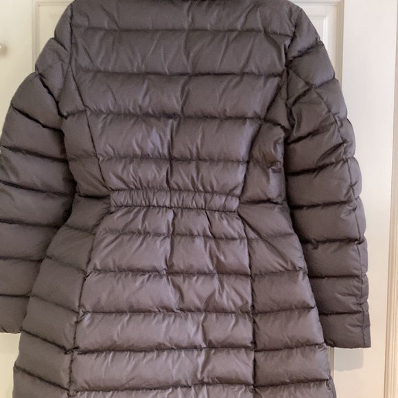 Moncler Women Flammette Down Puffer Long Jacket Hood Dark Gray size 4/ LRG  NWOT - Picture 6 of 17